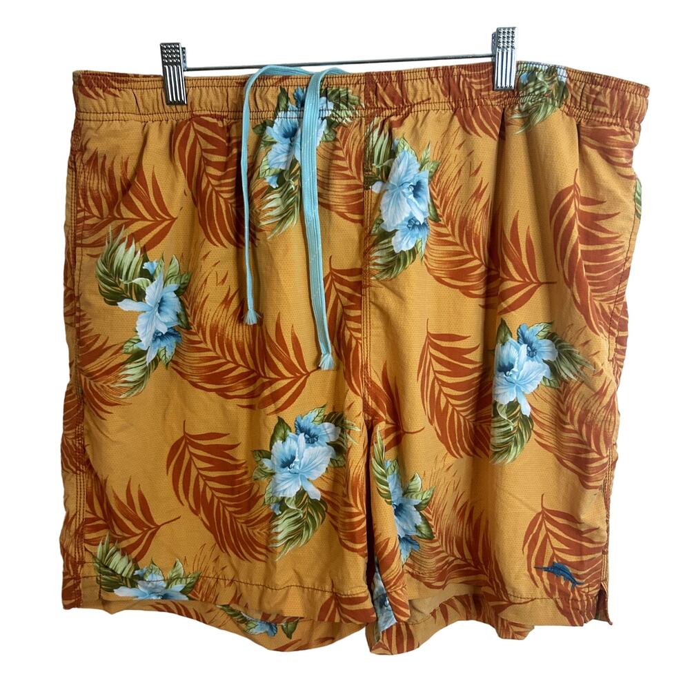 Tommy Bahama Swim Trunks Mens Size XL Orange Floral Resort Hawaii Preppy